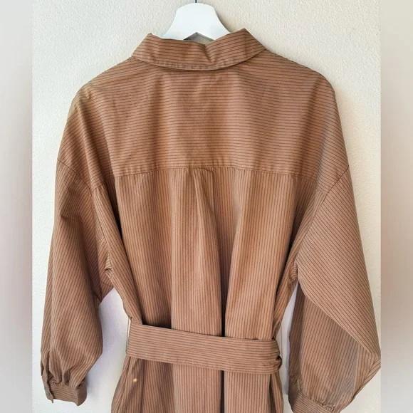 EUC Future Collective Belted Maxi Shirtdress Tan/ Black Striped (Size:L) - Picture 7 of 16